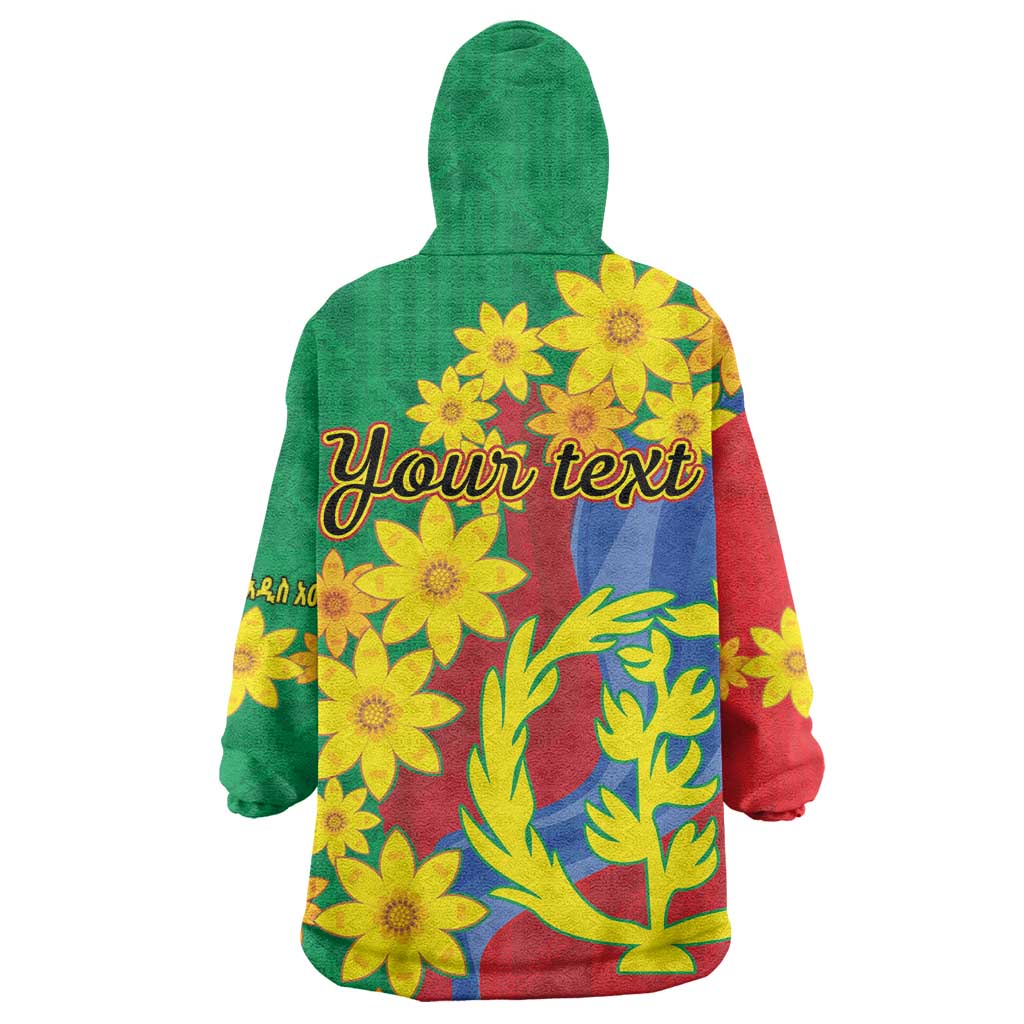 Afro Eritrea New Year Personalized Wearable Blanket Hoodie Enkutatash Adey Abeba Flower Art LT9
