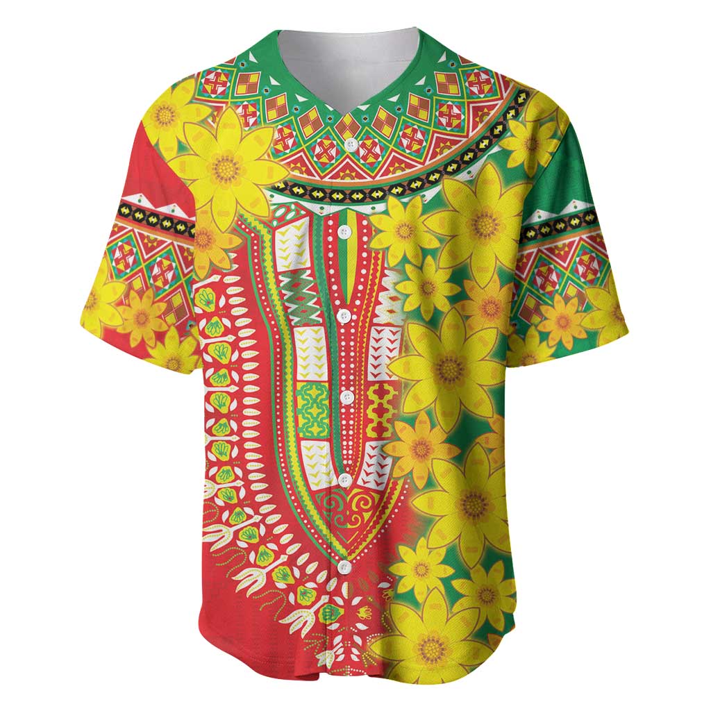Afro Ethiopian New Year Baseball Jersey Enkutatash Adey Abeba Flower Art LT9