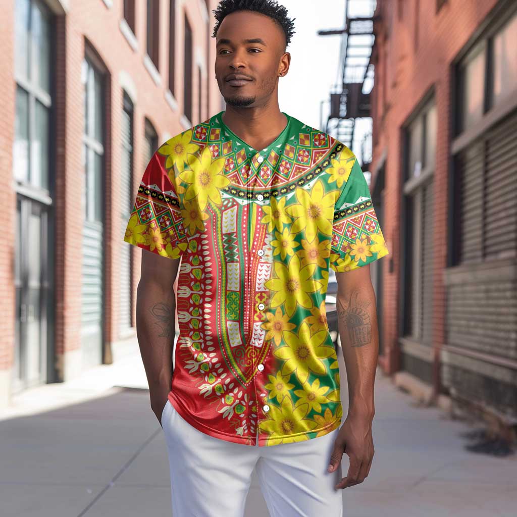 Afro Ethiopian New Year Baseball Jersey Enkutatash Adey Abeba Flower Art LT9