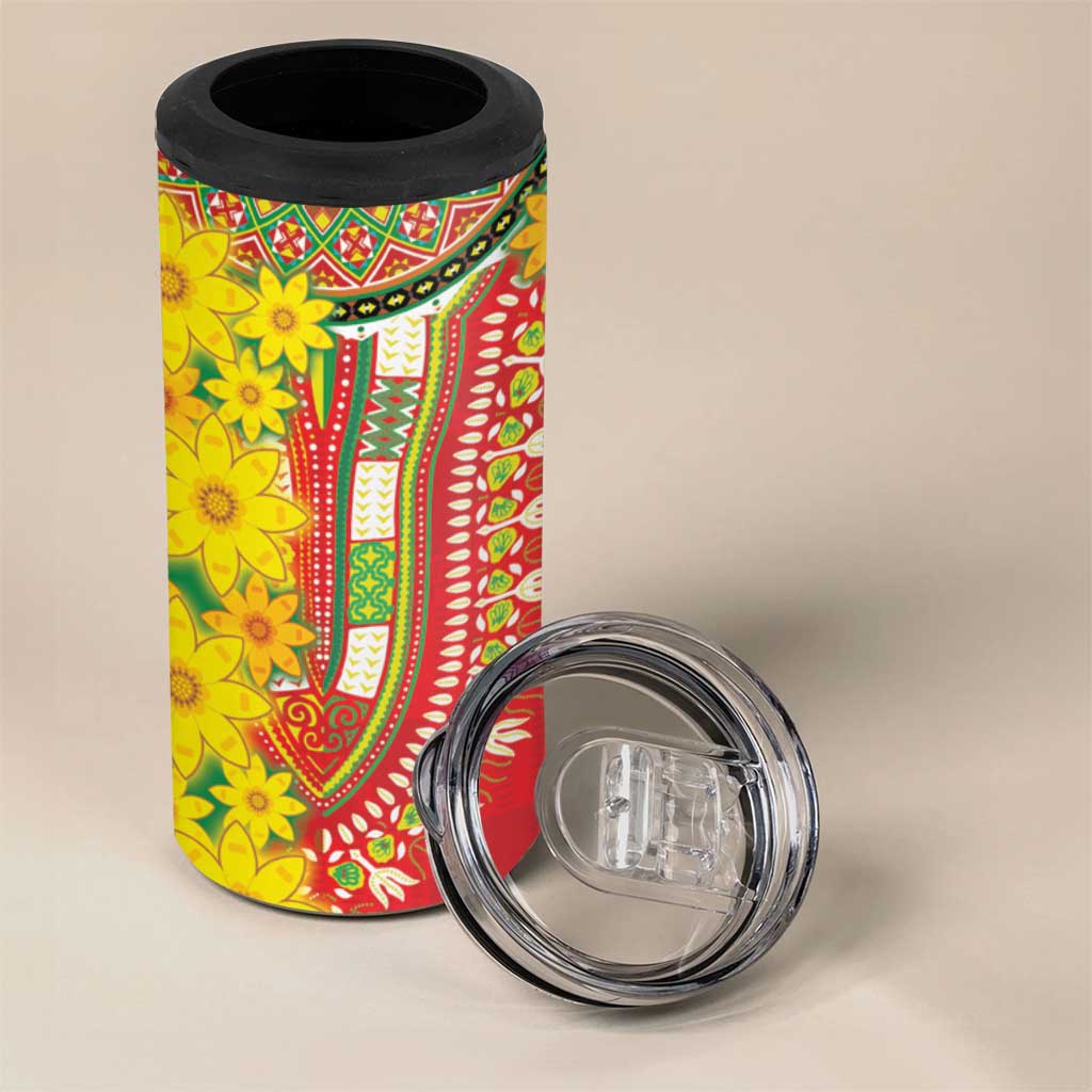 Afro Ethiopian New Year 4 in 1 Can Cooler Tumbler Enkutatash Adey Abeba Flower Art LT9
