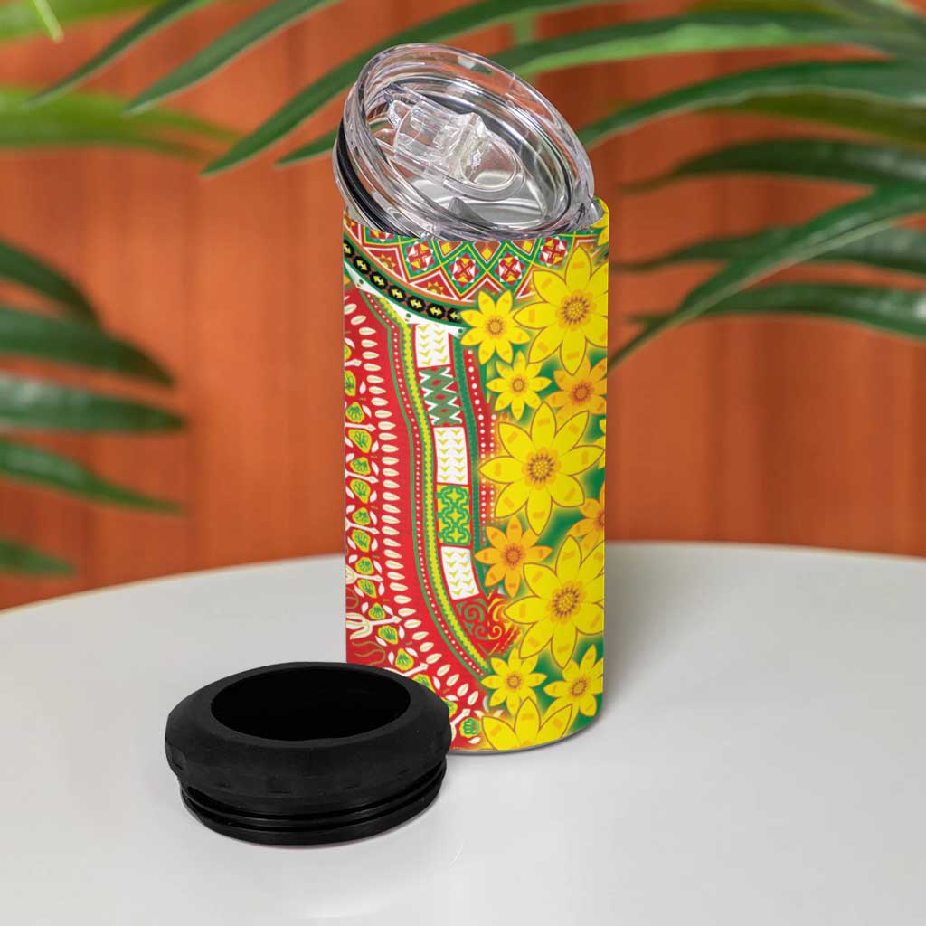 Afro Ethiopian New Year 4 in 1 Can Cooler Tumbler Enkutatash Adey Abeba Flower Art LT9