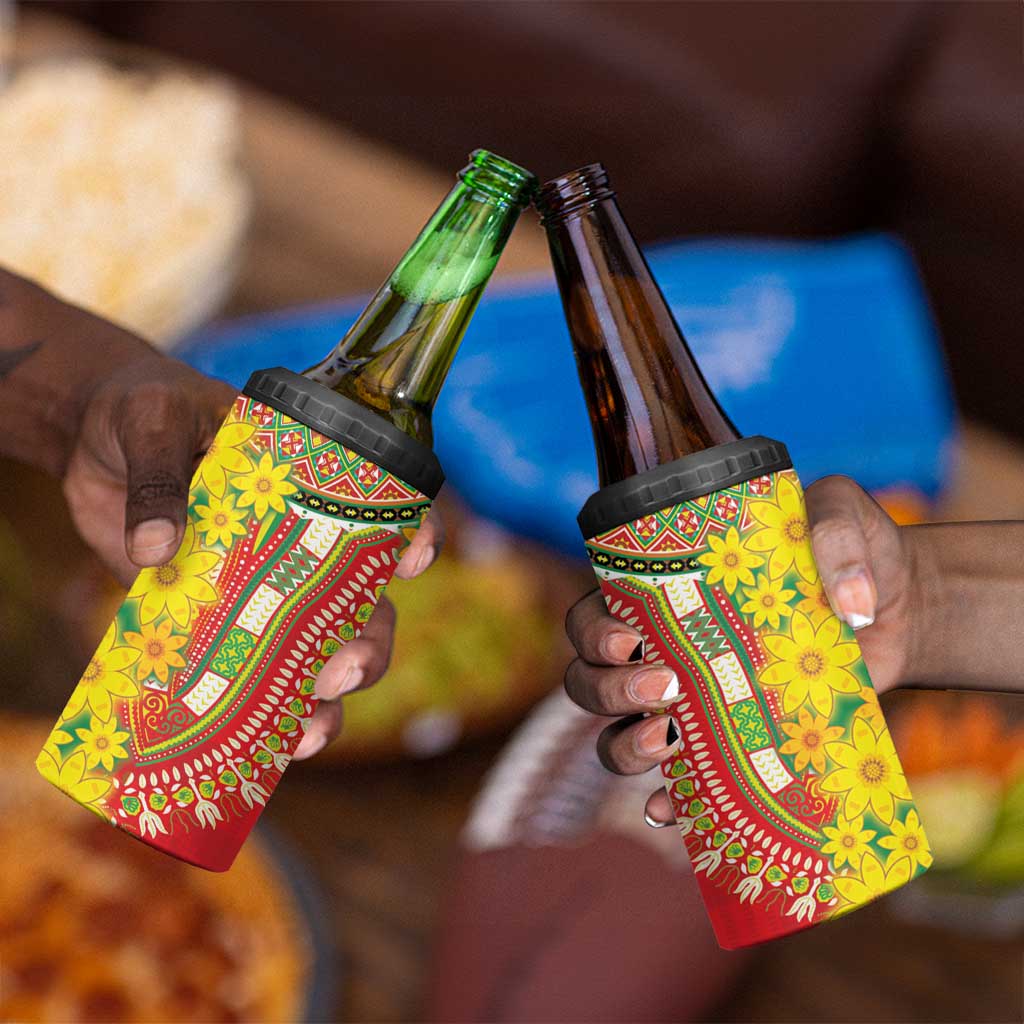 Afro Ethiopian New Year 4 in 1 Can Cooler Tumbler Enkutatash Adey Abeba Flower Art LT9