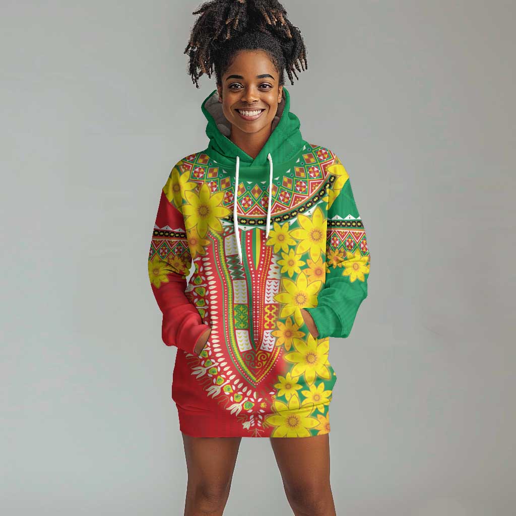 Afro Ethiopian New Year Hoodie Dress Enkutatash Adey Abeba Flower Art LT9