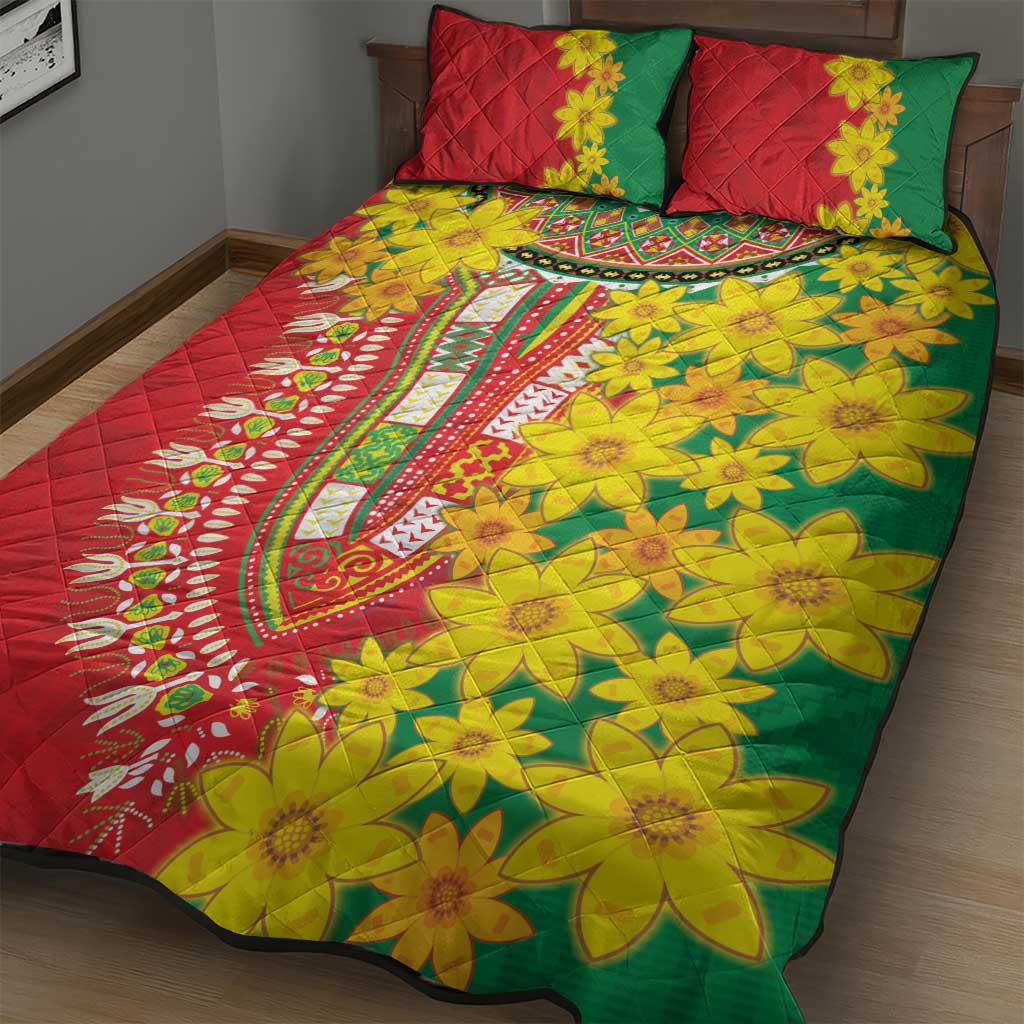 Afro Ethiopian New Year Quilt Bed Set Enkutatash Adey Abeba Flower Art LT9