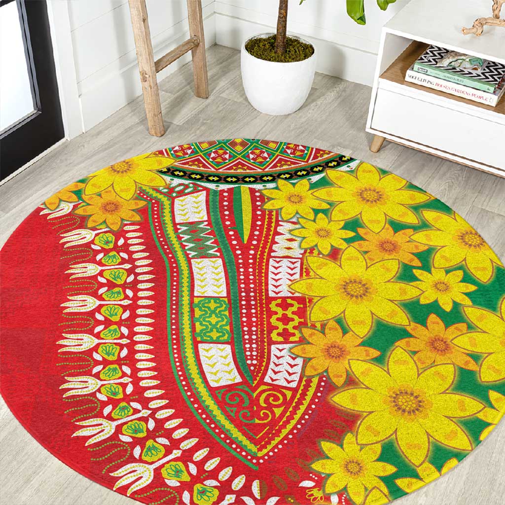Afro Ethiopian New Year Round Carpet Enkutatash Adey Abeba Flower Art LT9