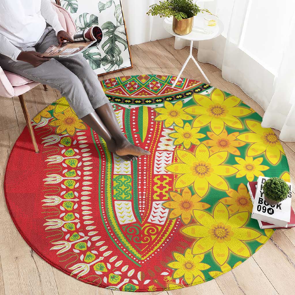 Afro Ethiopian New Year Round Carpet Enkutatash Adey Abeba Flower Art LT9