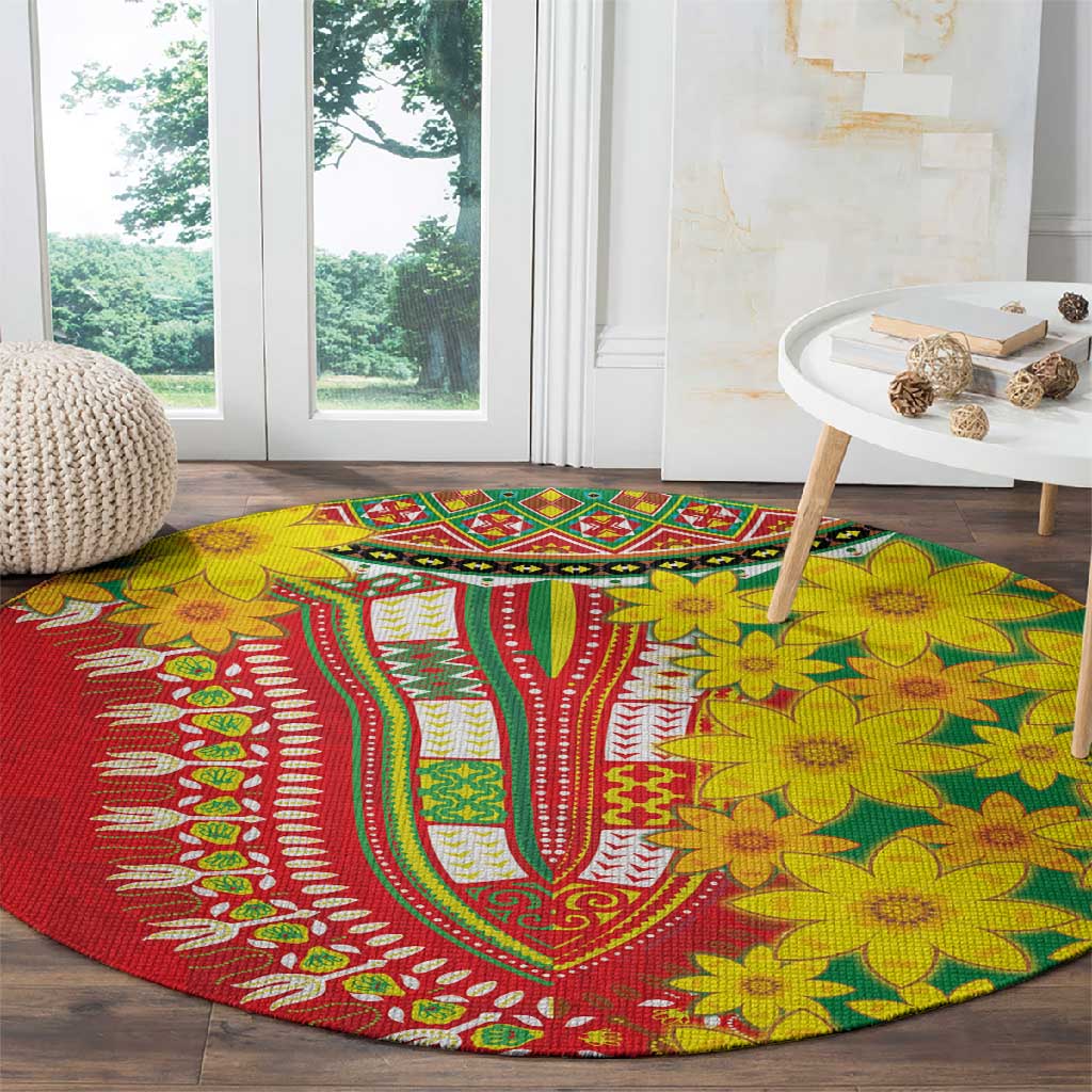 Afro Ethiopian New Year Round Carpet Enkutatash Adey Abeba Flower Art LT9