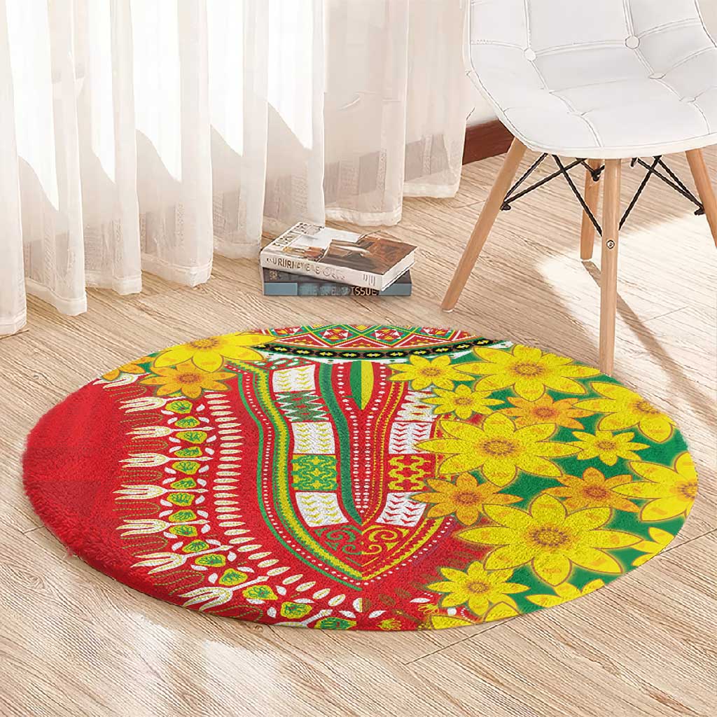 Afro Ethiopian New Year Round Carpet Enkutatash Adey Abeba Flower Art LT9
