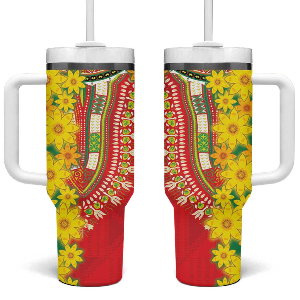 Afro Ethiopian New Year Tumbler With Handle Enkutatash Adey Abeba Flower Art LT9