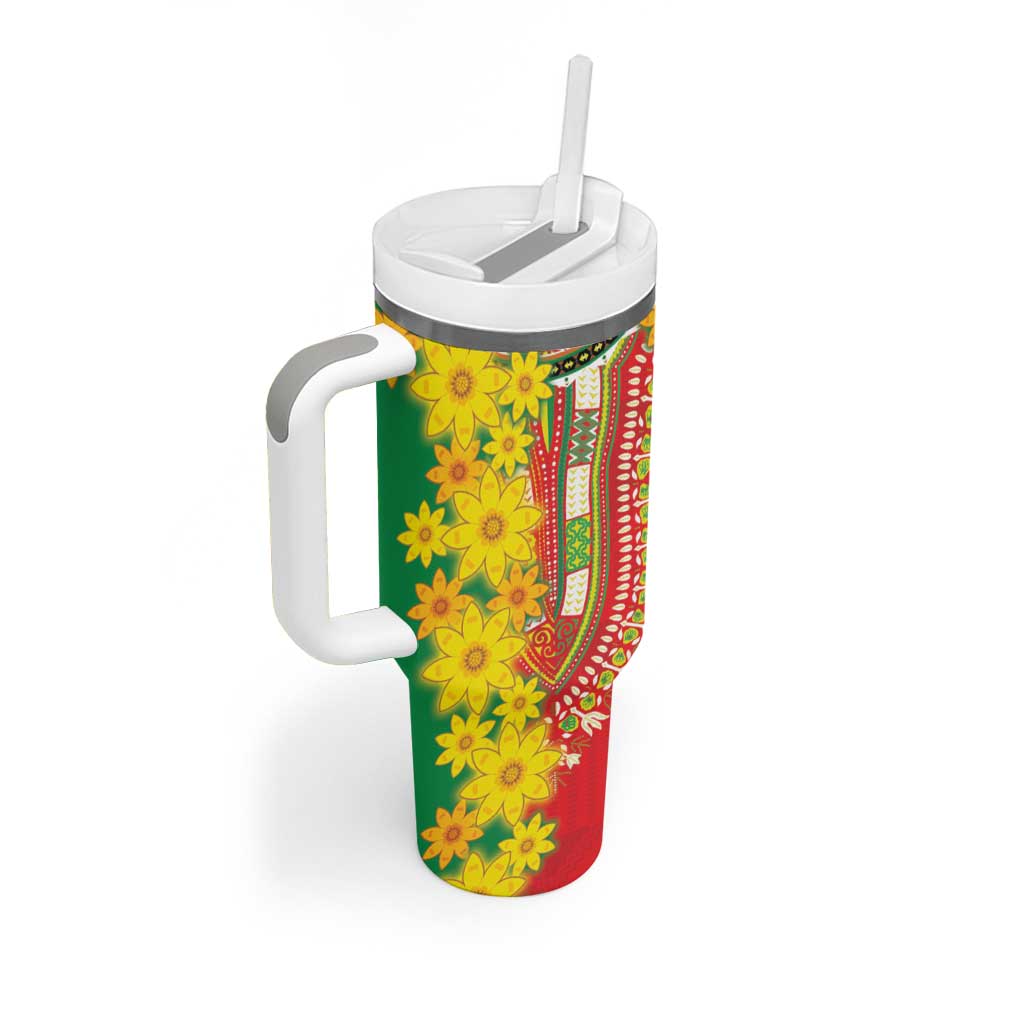 Afro Ethiopian New Year Tumbler With Handle Enkutatash Adey Abeba Flower Art LT9