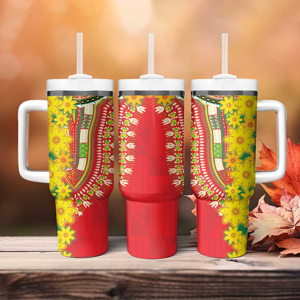 Afro Ethiopian New Year Tumbler With Handle Enkutatash Adey Abeba Flower Art LT9