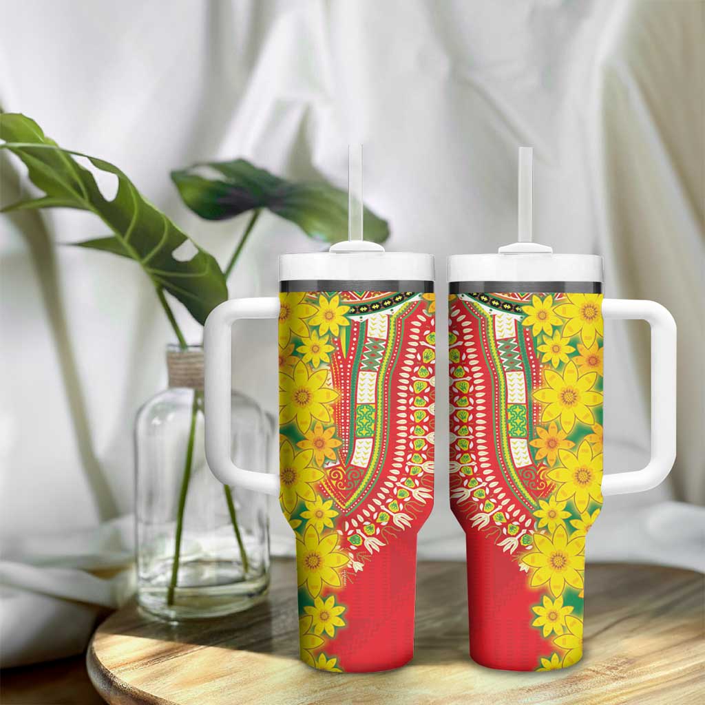 Afro Ethiopian New Year Tumbler With Handle Enkutatash Adey Abeba Flower Art LT9