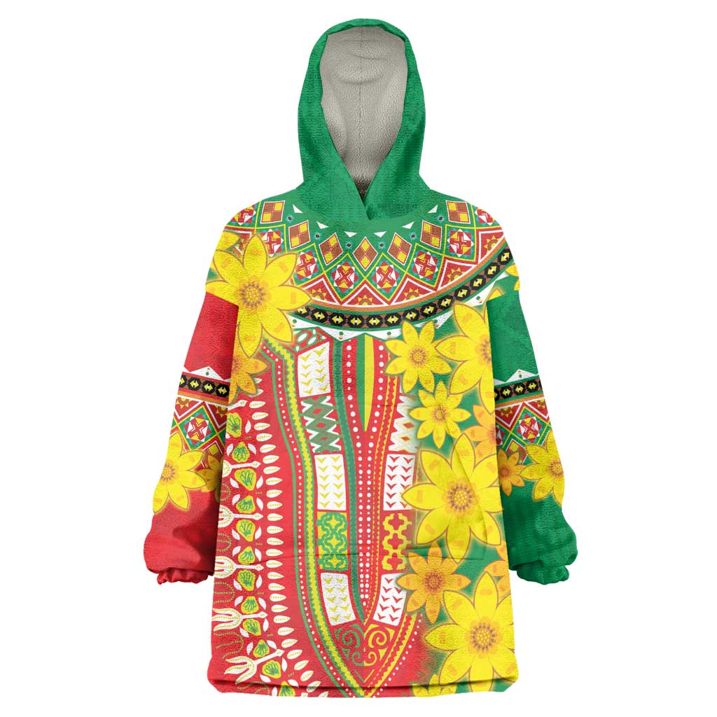 Afro Ethiopian New Year Wearable Blanket Hoodie Enkutatash Adey Abeba Flower Art LT9