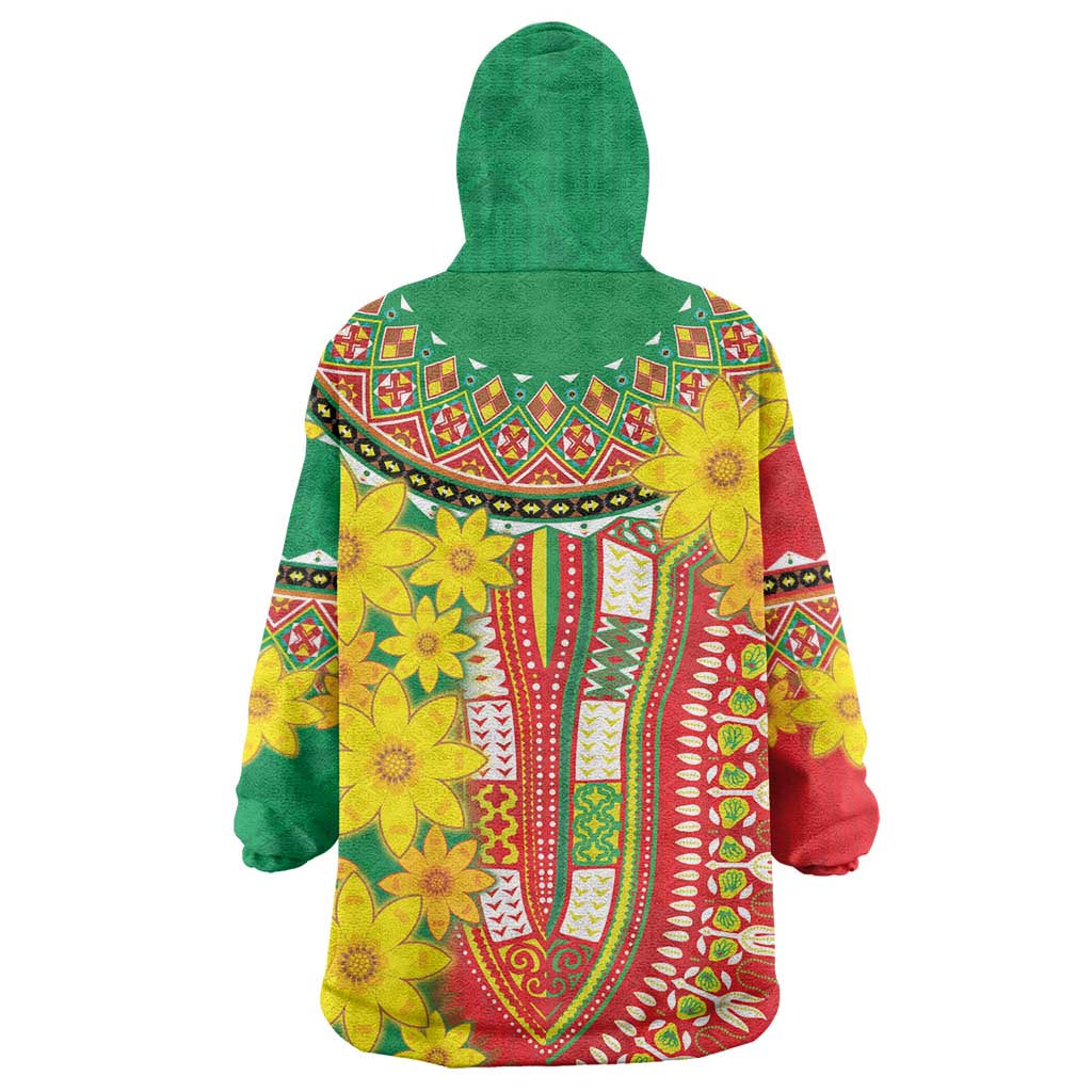 Afro Ethiopian New Year Wearable Blanket Hoodie Enkutatash Adey Abeba Flower Art LT9