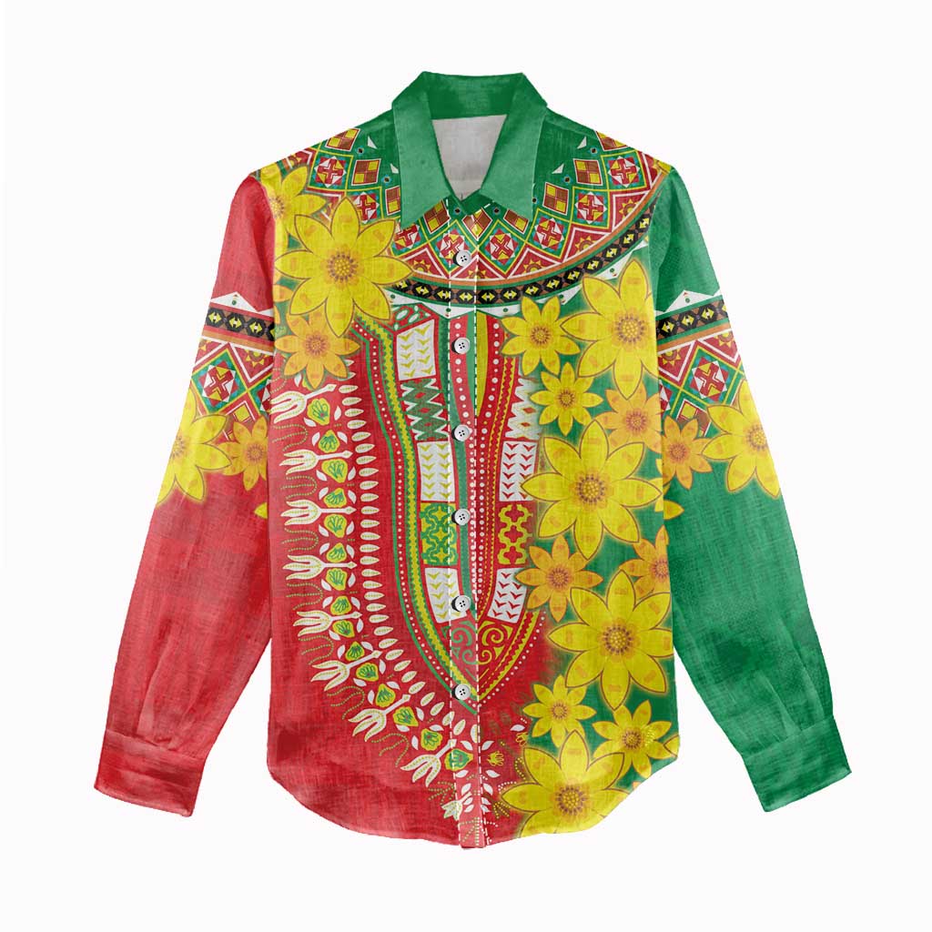 Afro Ethiopian New Year Women Casual Shirt Enkutatash Adey Abeba Flower Art LT9