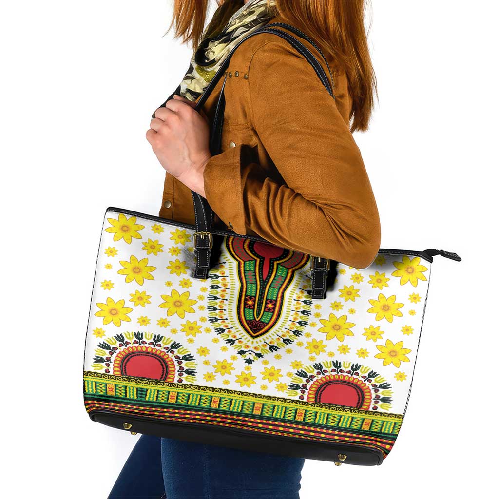 Enkutatash Dashiki and Adey Abeba Leather Tote Bag LT9