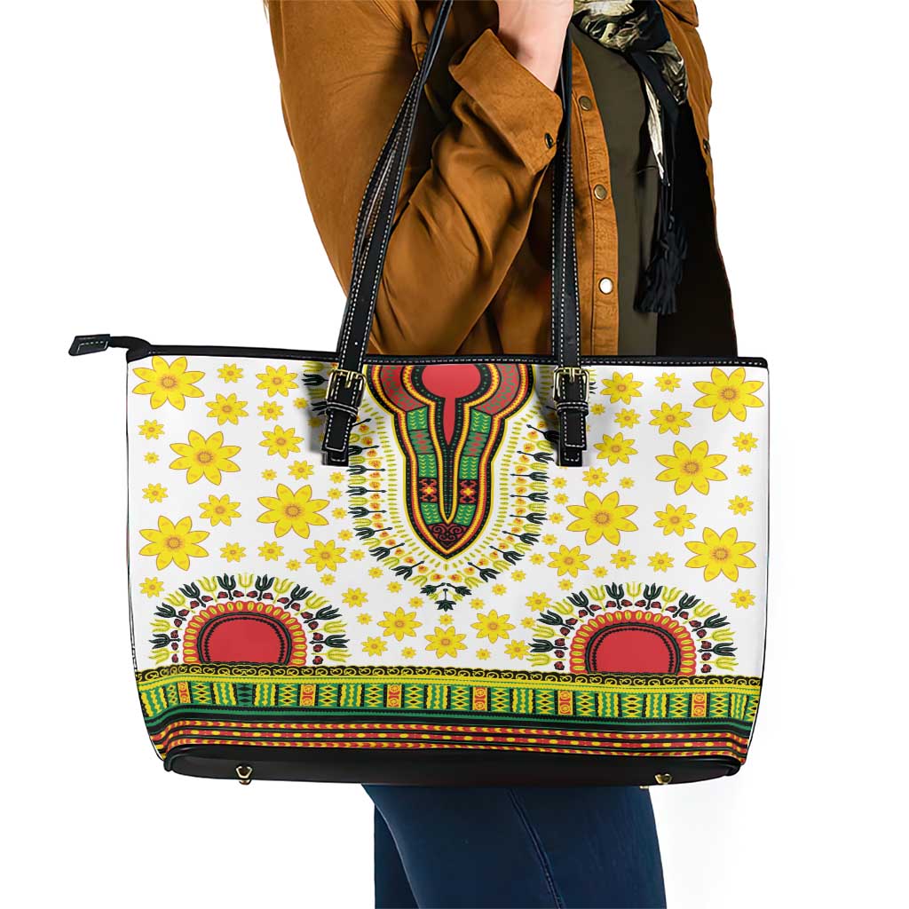 Enkutatash Dashiki and Adey Abeba Leather Tote Bag LT9