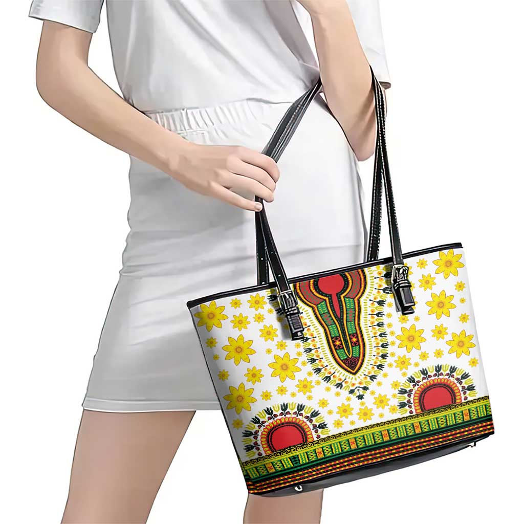 Enkutatash Dashiki and Adey Abeba Leather Tote Bag LT9