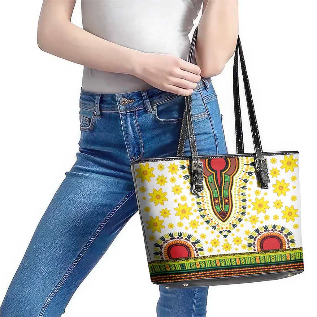 Enkutatash Dashiki and Adey Abeba Leather Tote Bag LT9