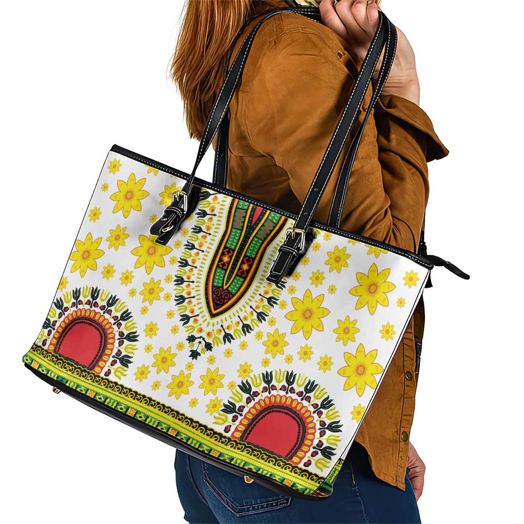 Enkutatash Dashiki and Adey Abeba Leather Tote Bag LT9