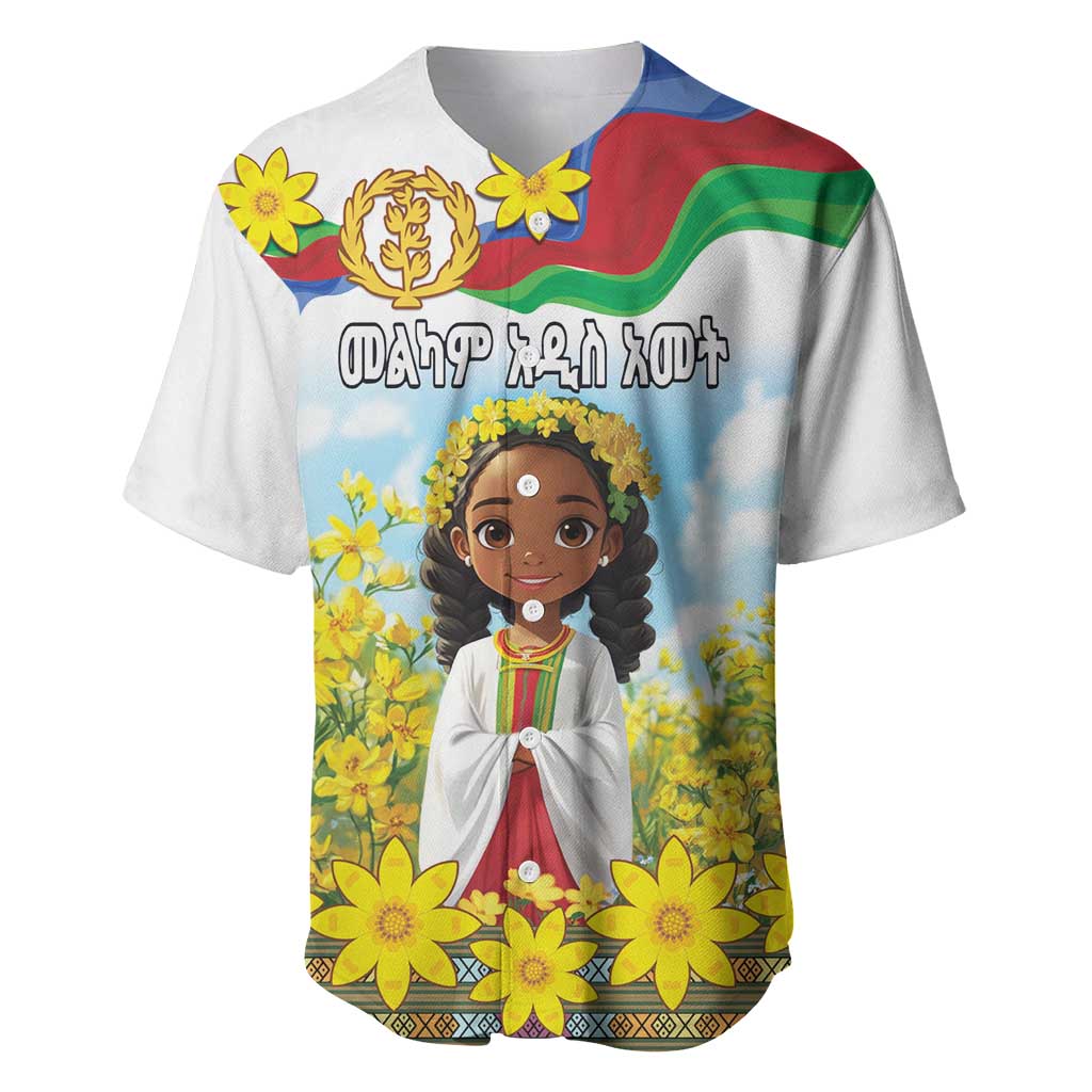 Happy Enkutatash Eritrea Personalized Baseball Jersey Beautiful Afro Girl Adey Abeba Flower LT9