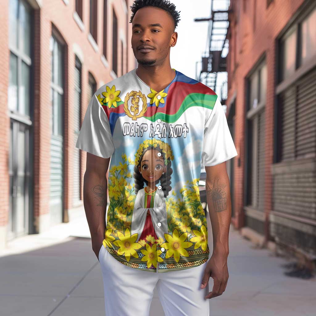Happy Enkutatash Eritrea Personalized Baseball Jersey Beautiful Afro Girl Adey Abeba Flower LT9