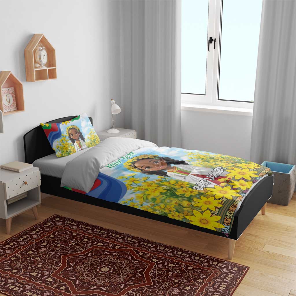 Happy Enkutatash Eritrea Personalized Bedding Set Beautiful Afro Girl Adey Abeba Flower LT9