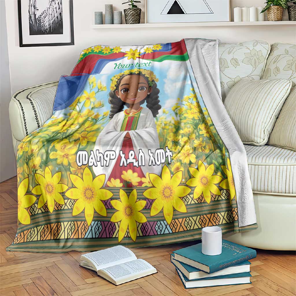Happy Enkutatash Eritrea Personalized Blanket Beautiful Afro Girl Adey Abeba Flower LT9