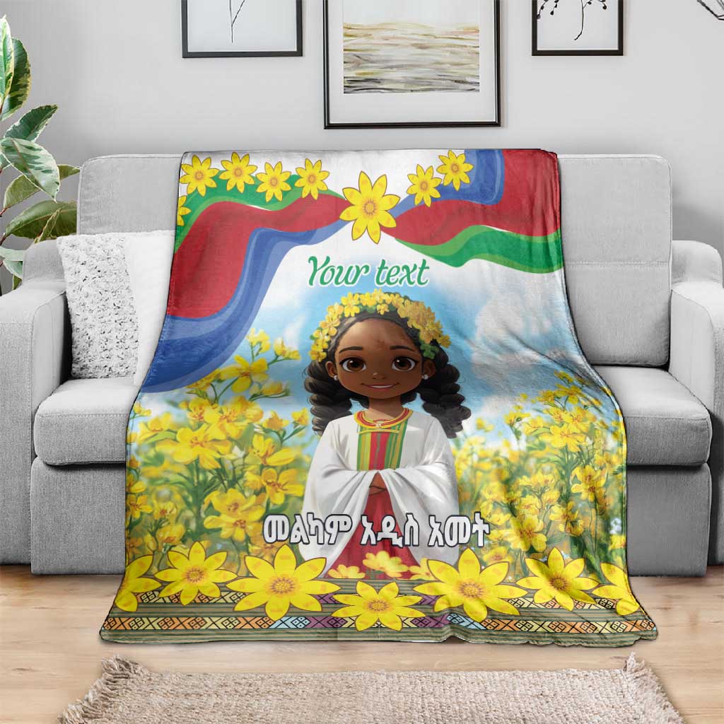 Happy Enkutatash Eritrea Personalized Blanket Beautiful Afro Girl Adey Abeba Flower LT9