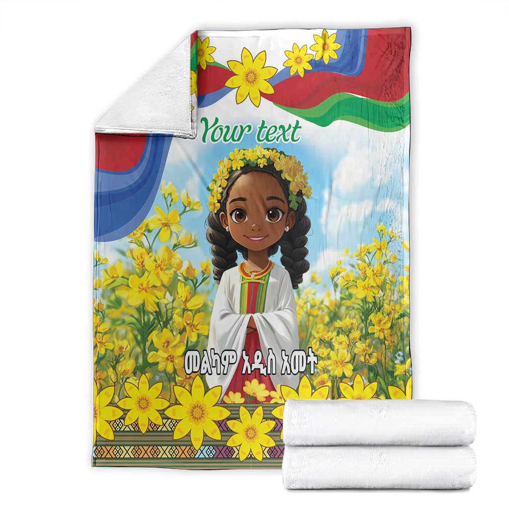 Happy Enkutatash Eritrea Personalized Blanket Beautiful Afro Girl Adey Abeba Flower LT9