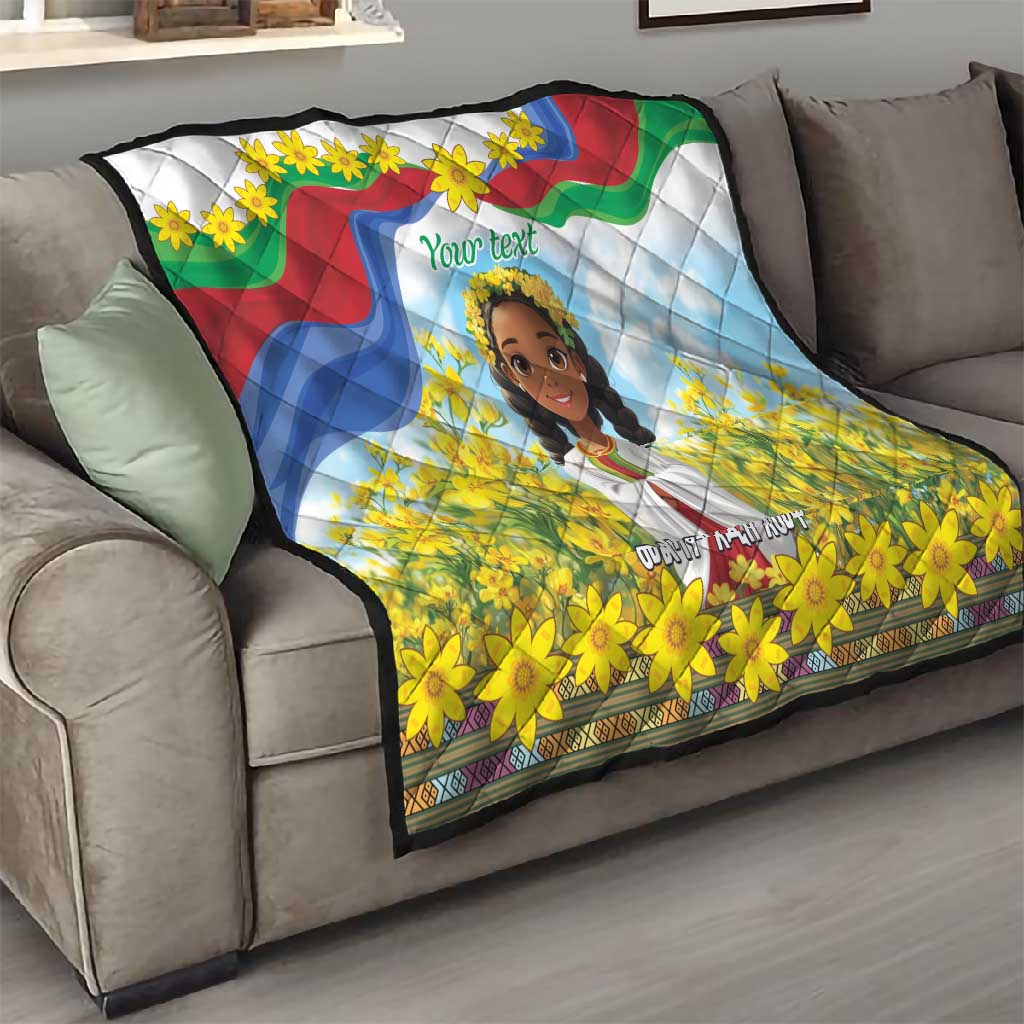 Happy Enkutatash Eritrea Personalized Quilt Beautiful Afro Girl Adey Abeba Flower LT9