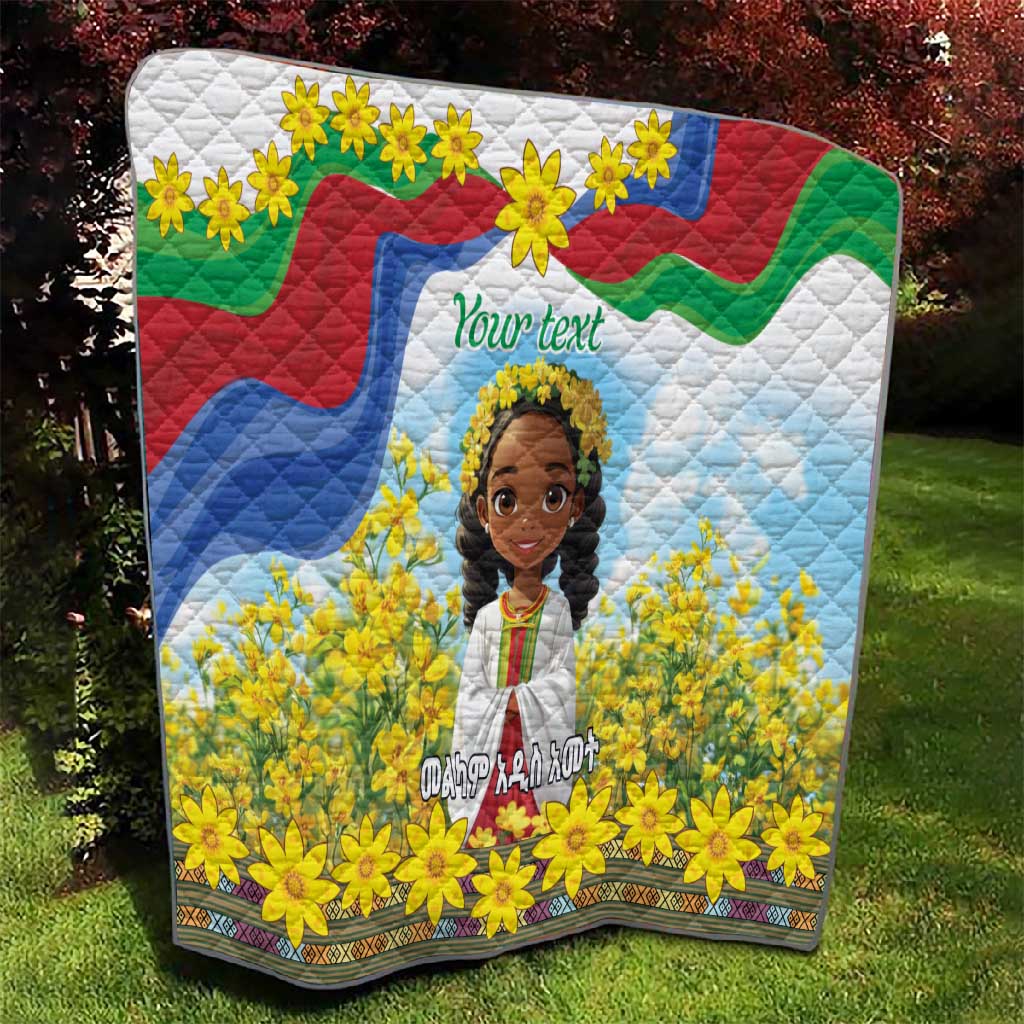 Happy Enkutatash Eritrea Personalized Quilt Beautiful Afro Girl Adey Abeba Flower LT9