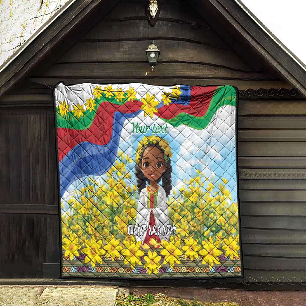 Happy Enkutatash Eritrea Personalized Quilt Beautiful Afro Girl Adey Abeba Flower LT9