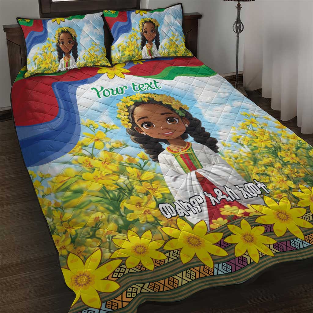Happy Enkutatash Eritrea Personalized Quilt Bed Set Beautiful Afro Girl Adey Abeba Flower LT9