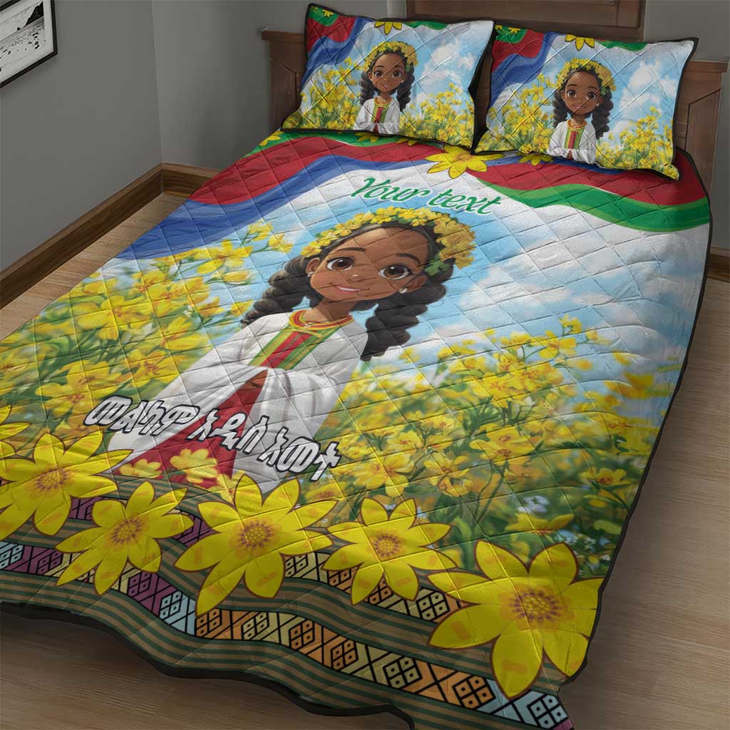Happy Enkutatash Eritrea Personalized Quilt Bed Set Beautiful Afro Girl Adey Abeba Flower LT9