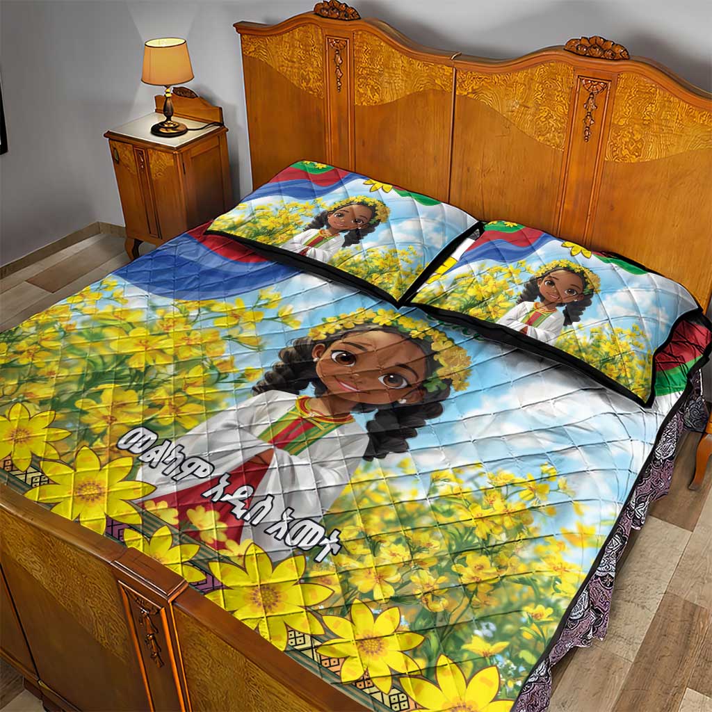 Happy Enkutatash Eritrea Personalized Quilt Bed Set Beautiful Afro Girl Adey Abeba Flower LT9