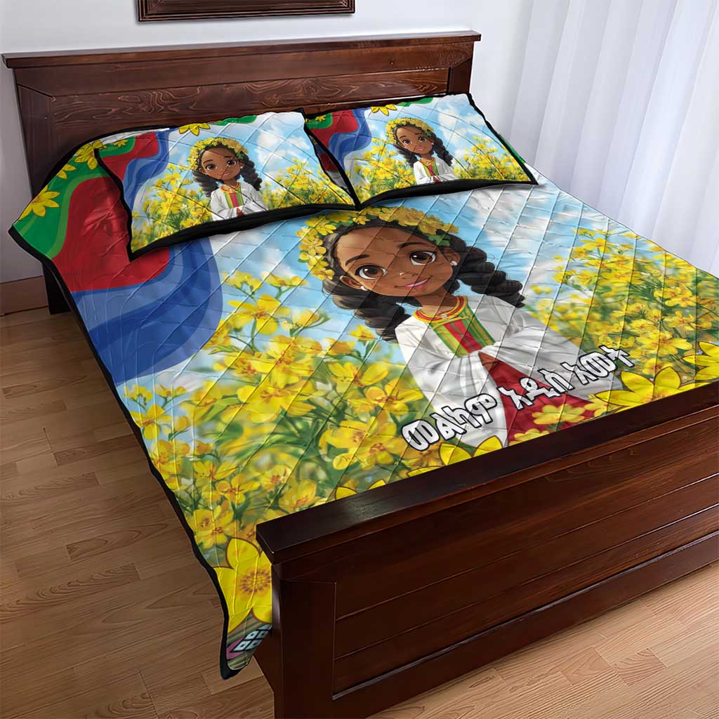 Happy Enkutatash Eritrea Personalized Quilt Bed Set Beautiful Afro Girl Adey Abeba Flower LT9
