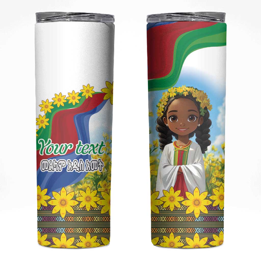 Happy Enkutatash Eritrea Personalized Skinny Tumbler Beautiful Afro Girl Adey Abeba Flower LT9