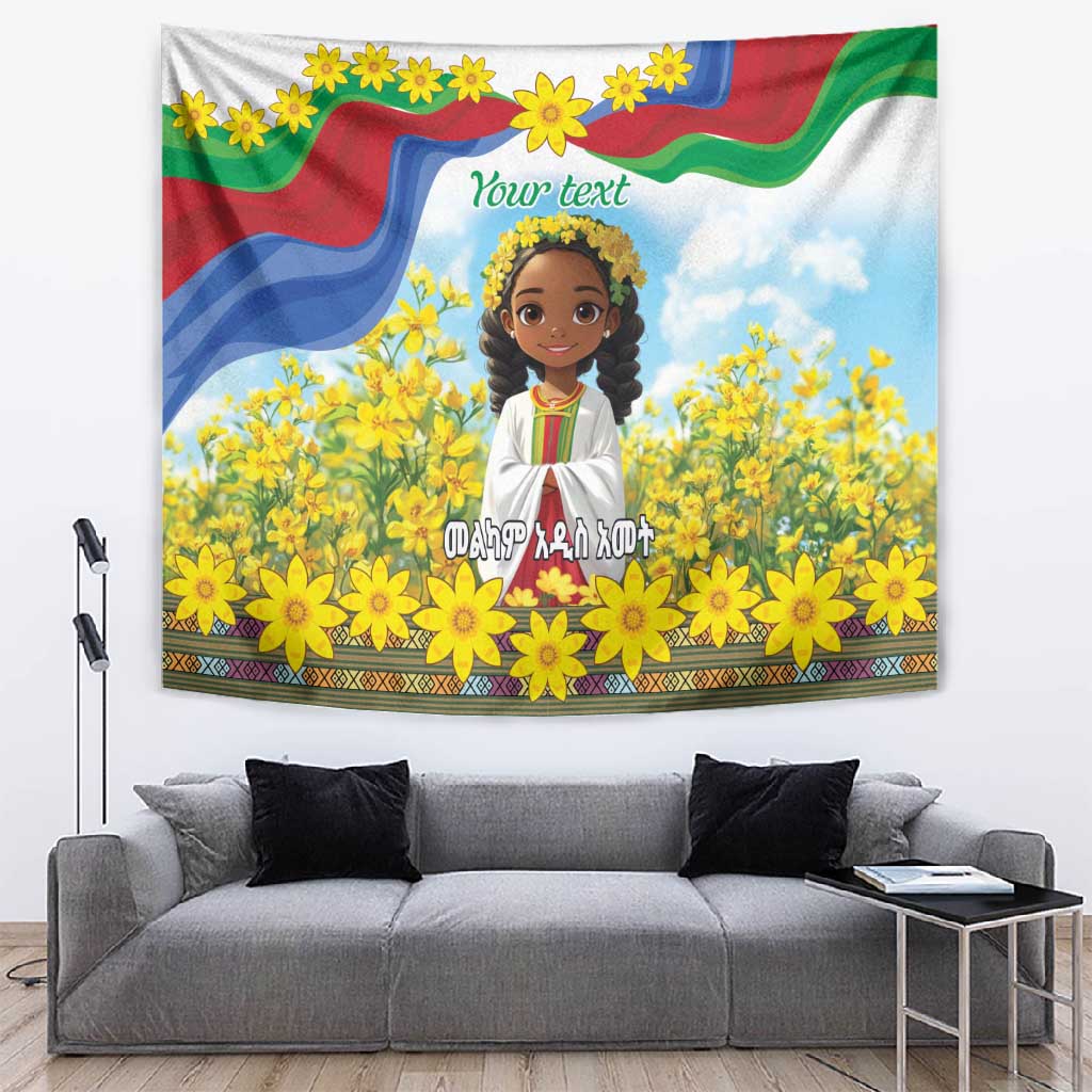 Happy Enkutatash Eritrea Personalized Tapestry Beautiful Afro Girl Adey Abeba Flower LT9