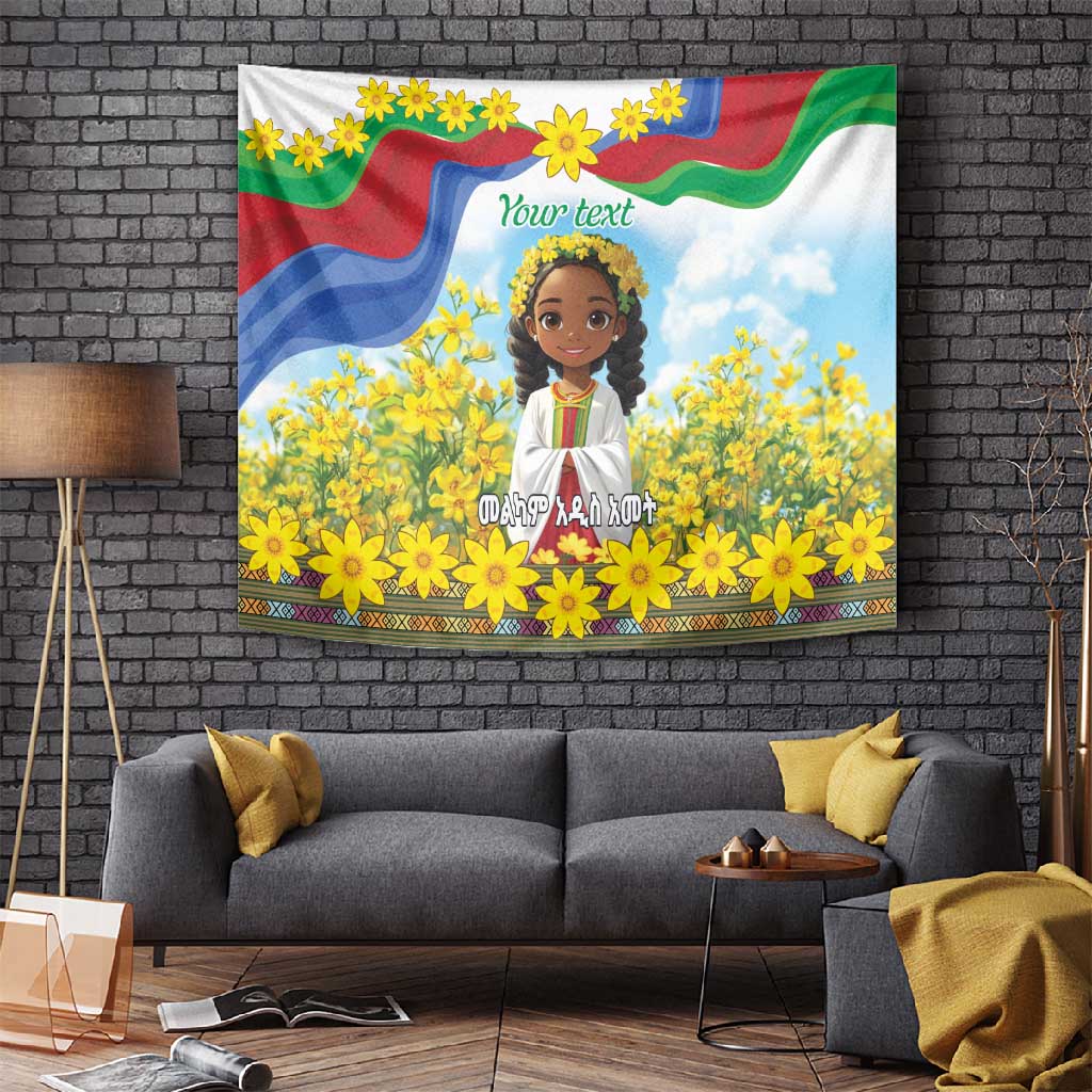 Happy Enkutatash Eritrea Personalized Tapestry Beautiful Afro Girl Adey Abeba Flower LT9