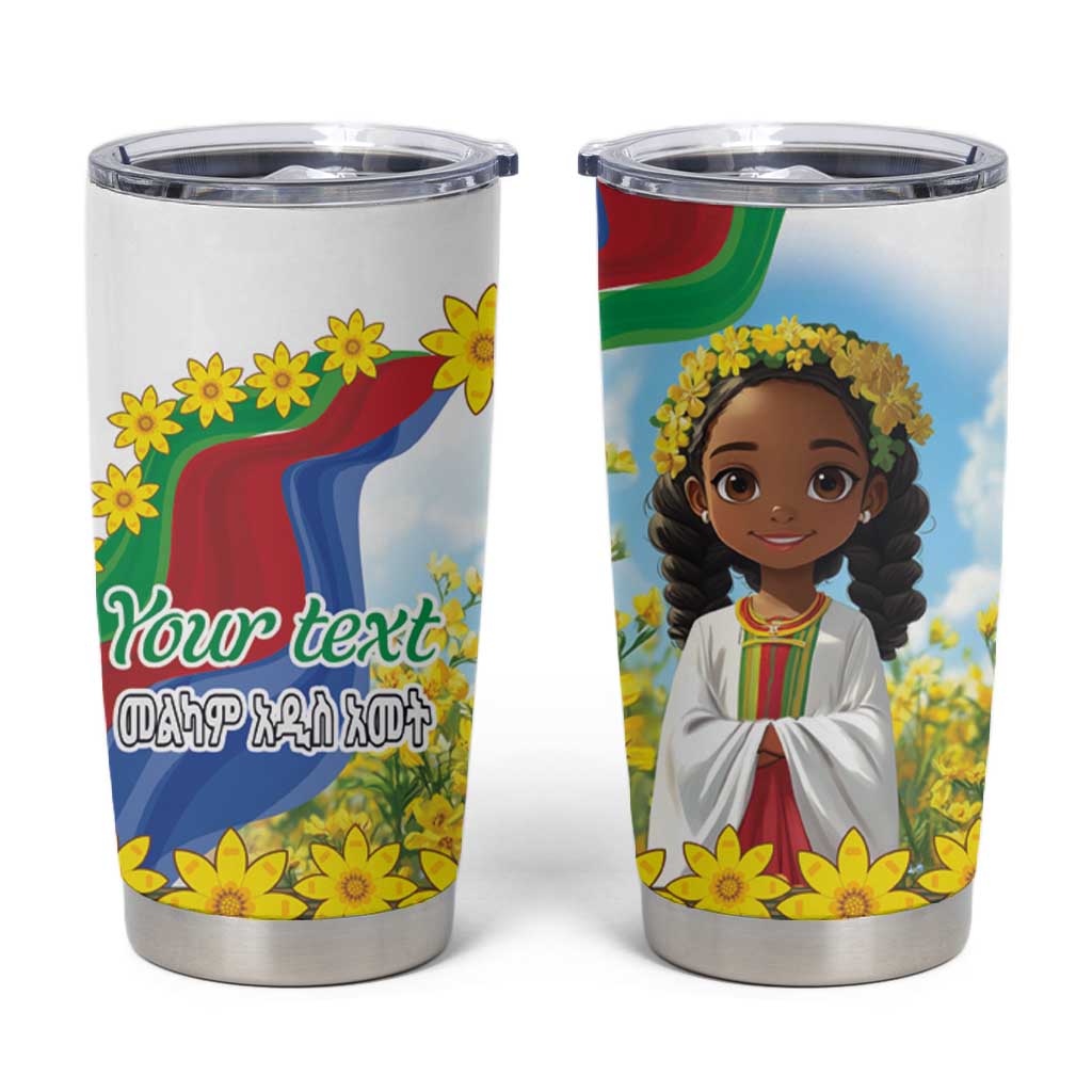 Happy Enkutatash Eritrea Personalized Tumbler Cup Beautiful Afro Girl Adey Abeba Flower LT9