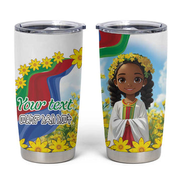Happy Enkutatash Eritrea Personalized Tumbler Cup Beautiful Afro Girl Adey Abeba Flower LT9