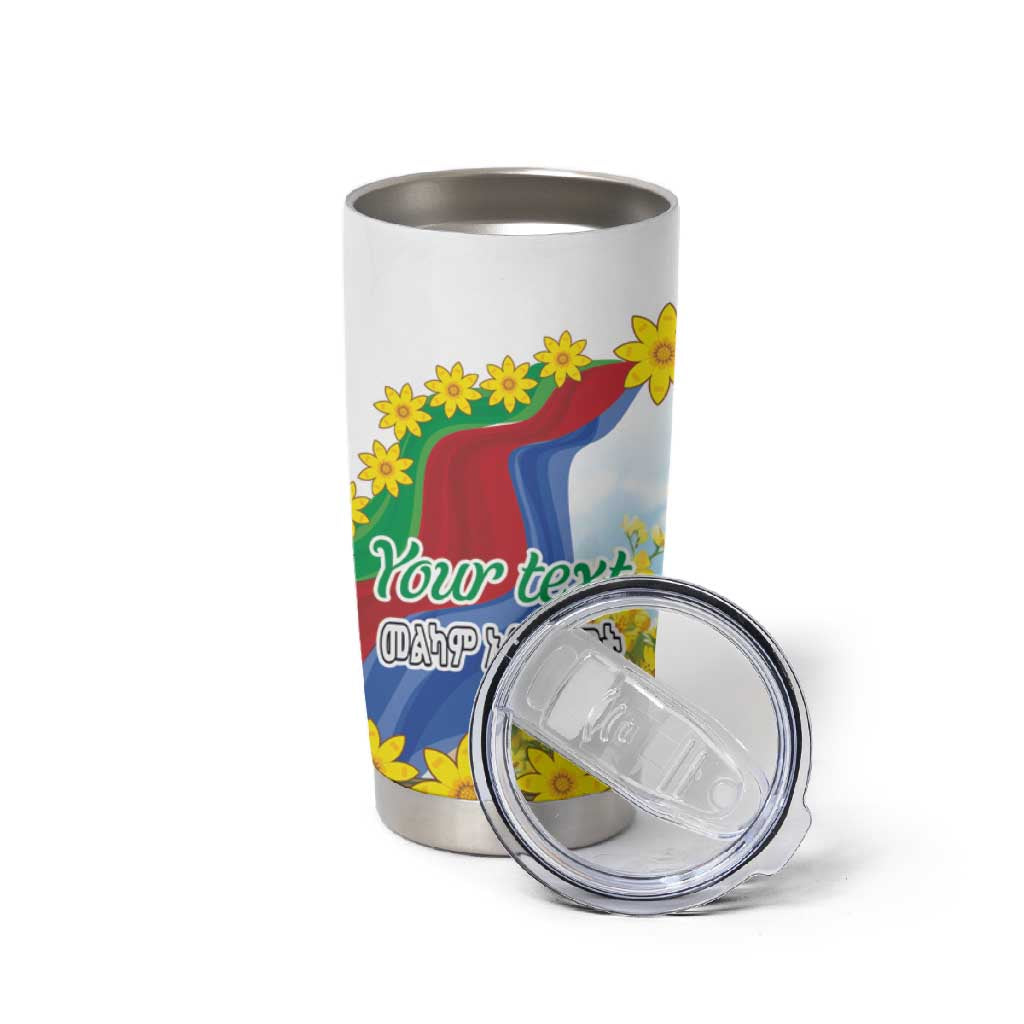 Happy Enkutatash Eritrea Personalized Tumbler Cup Beautiful Afro Girl Adey Abeba Flower LT9
