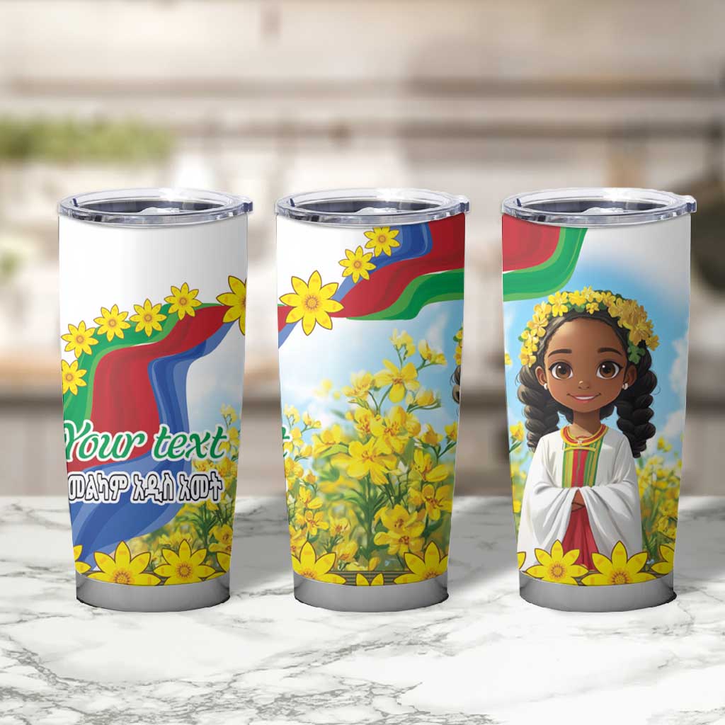 Happy Enkutatash Eritrea Personalized Tumbler Cup Beautiful Afro Girl Adey Abeba Flower LT9
