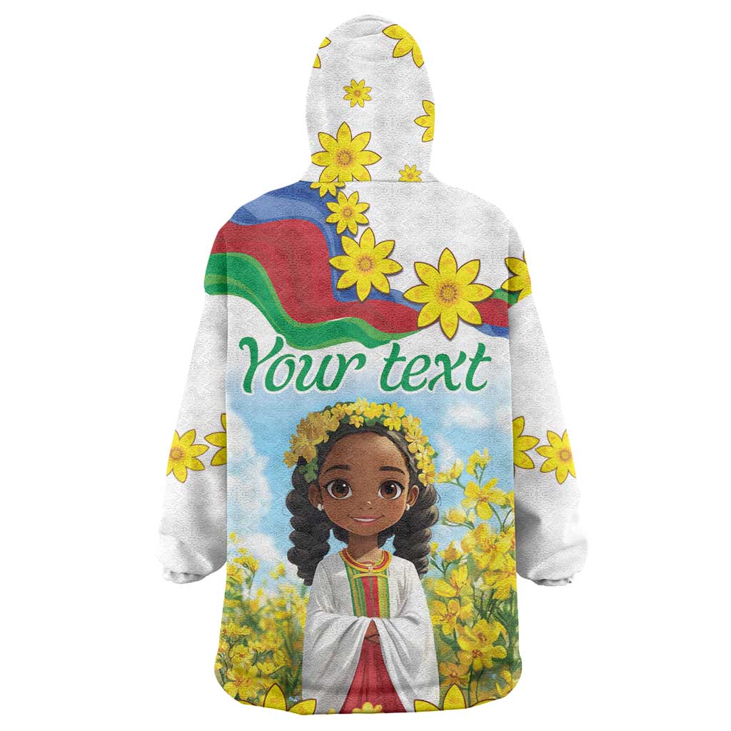 Happy Enkutatash Eritrea Personalized Wearable Blanket Hoodie Beautiful Afro Girl Adey Abeba Flower LT9