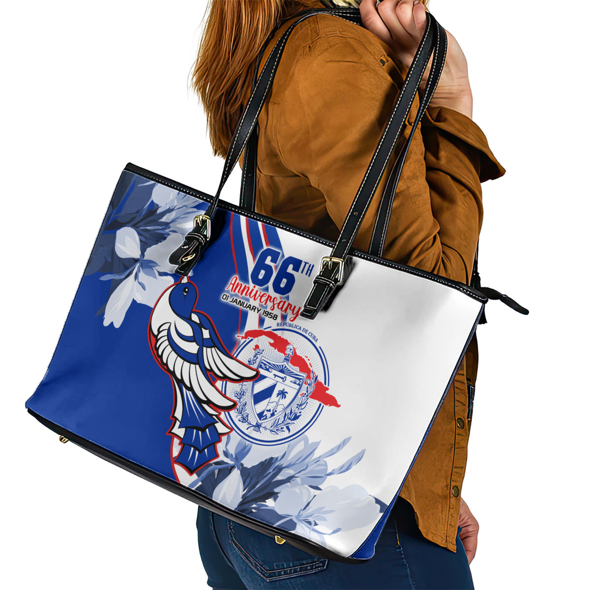 Cuba Triumph of the Revolution Personalized Leather Tote Bag Freedom And Liberty LT9