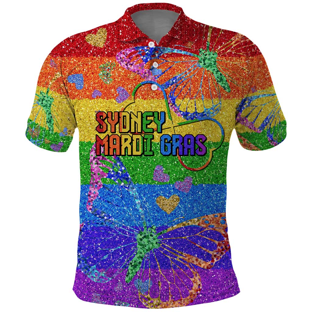 Sydney Mardi Gras Personalized Polo Shirt Pride Rainbow Glitter Colorful Style LT9