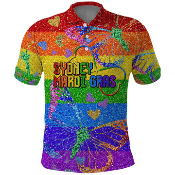 Sydney Mardi Gras Personalized Polo Shirt Pride Rainbow Glitter Colorful Style LT9