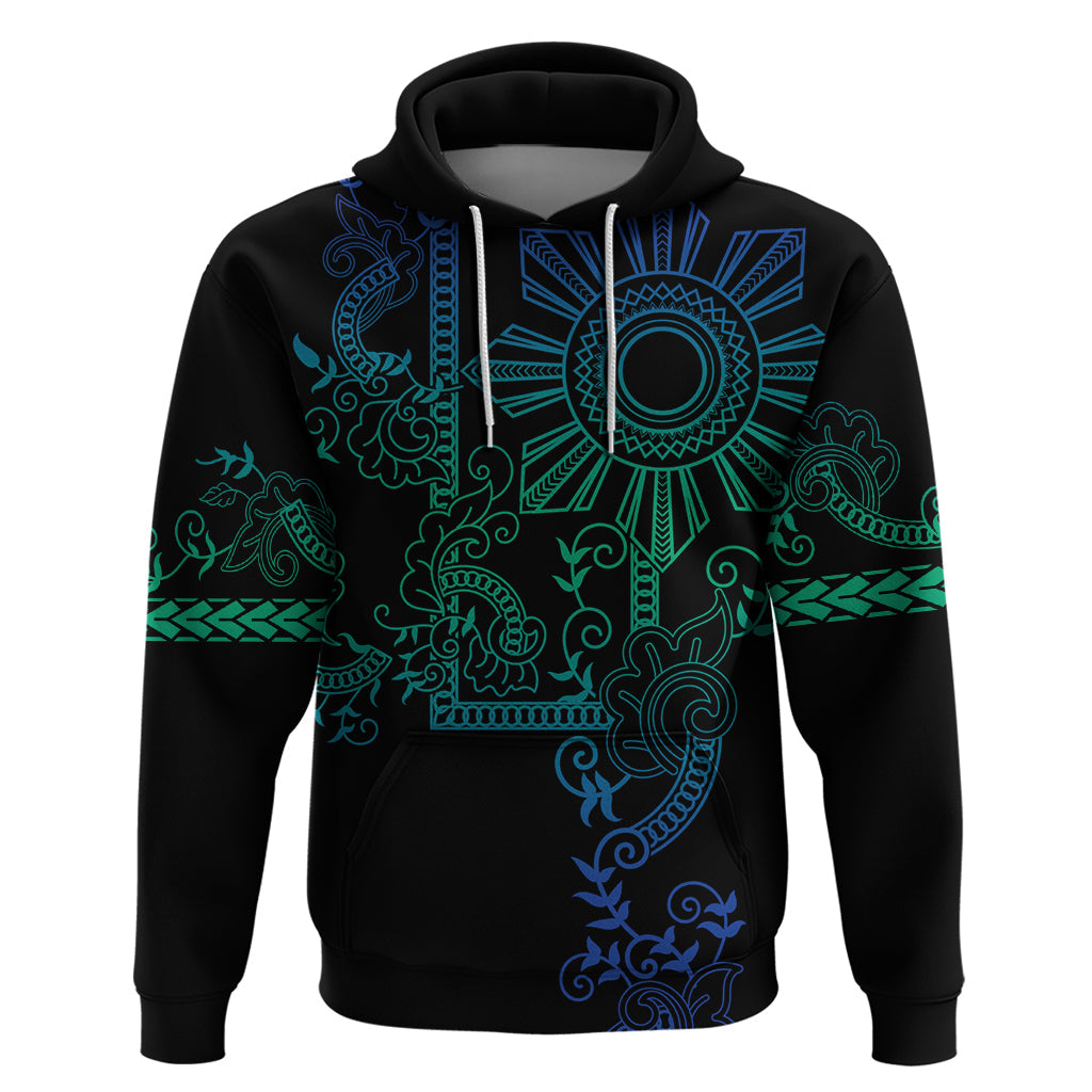 Filipino Sun Tribal Tattoo Hoodie Philippines Inspired Barong Blue Art LT9