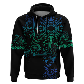 Filipino Sun Tribal Tattoo Hoodie Philippines Inspired Barong Blue Art LT9